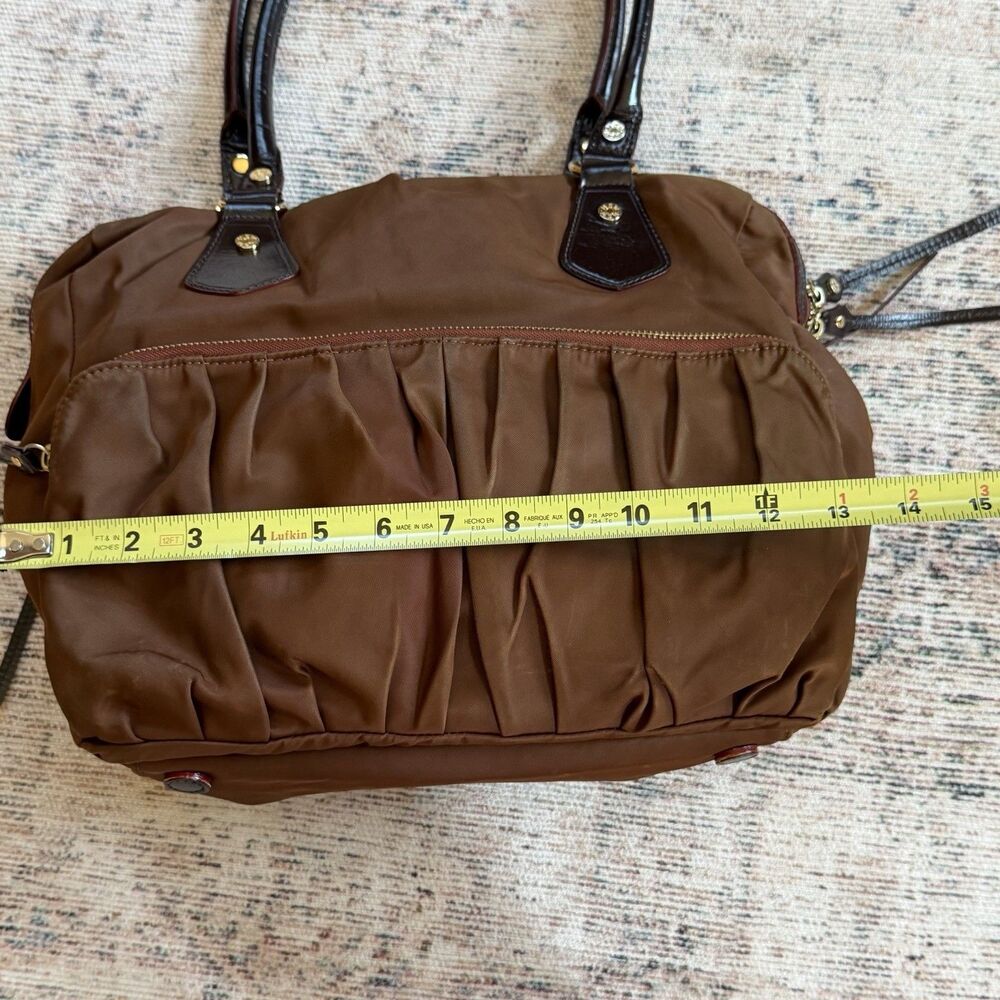 MZ Wallace Brown Nylon Leather Large Top Handle Tote Bag - Picture 14 of 16